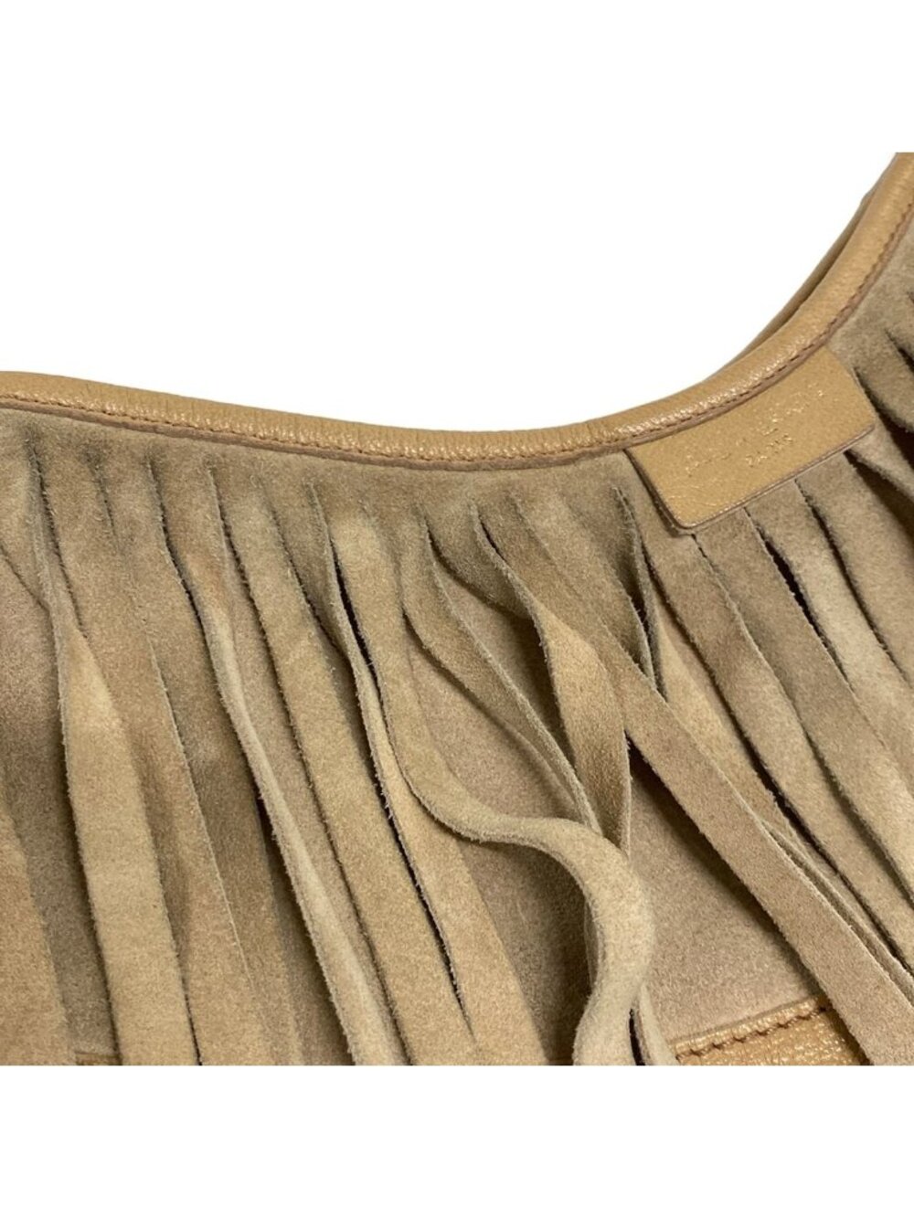 ★SOLD★ Saint Laurent Rive Gauche Shoulder Bag Boheme Beige Fringe Leather - Picture 14 of 15